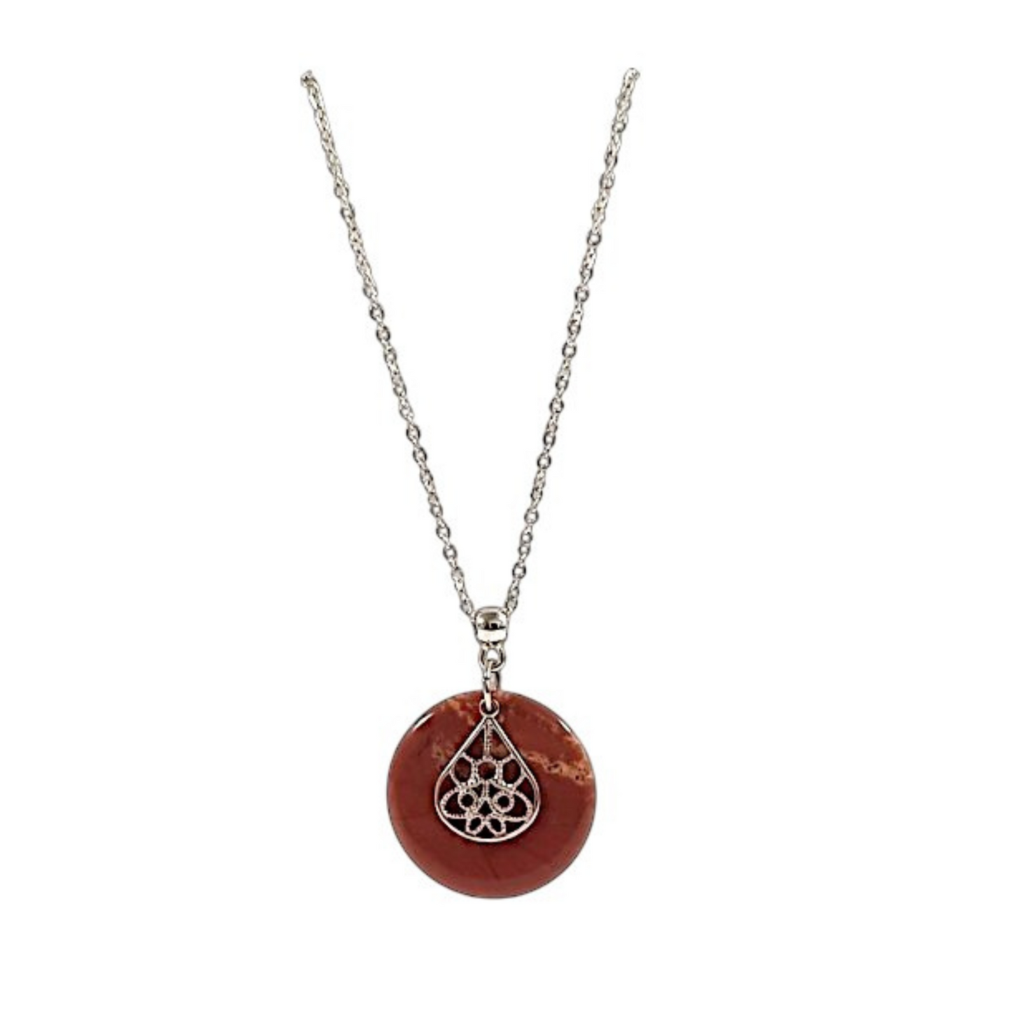 🌺 Collier “RÉGÉNÉRATION”- Vitalité et Ancrage –Acier Inoxydable 316L, rhodié, pierre naturelle jaspe rouge grade AA, collier femme