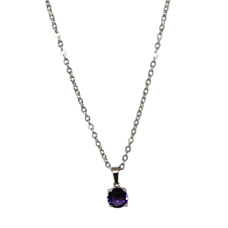 Collier rond zirconium violet - "INITIATION" - Acier Inoxydable 316L