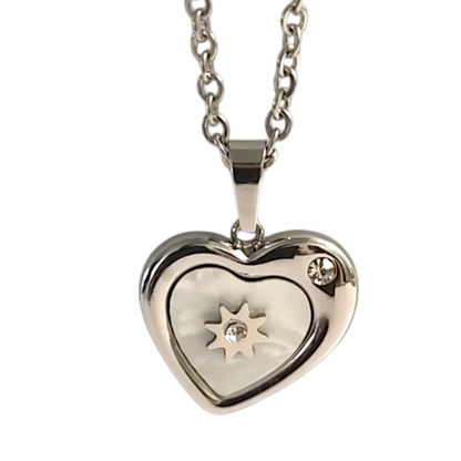 💖 Collier Cœur Nacré zircon - "Amour et Éclat"- Acier inoxydable 316L, Nacre, Zircon –