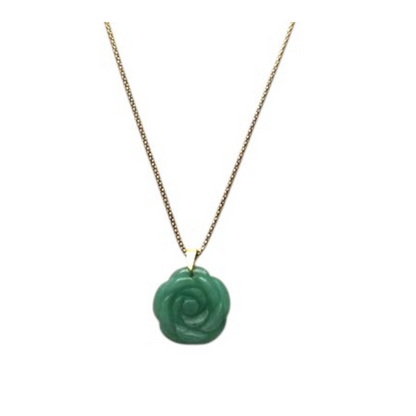 🌹💚 Collier Rose sculptée en Amazonite Verte – "Rose Verte" - Harmonie & Douceur du cœur - Acier inoxydable 316L, pierre naturelle Amazonite verte Grade A, collier femme