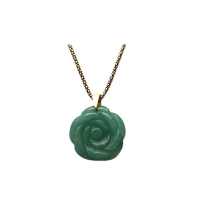 🌹💚 Collier Rose sculptée en Amazonite Verte – "Rose Verte" - Harmonie & Douceur du cœur - Acier inoxydable 316L, pierre naturelle Amazonite verte Grade A, collier femme
