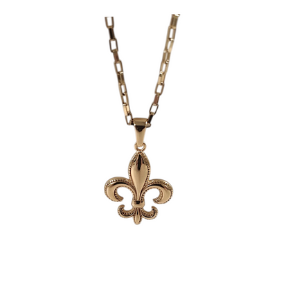 ⚜️ Collier Pendentif Lys – "Pureté Noble" -Acier Inoxydable 316L, collier homme, doré PVD plaqué or