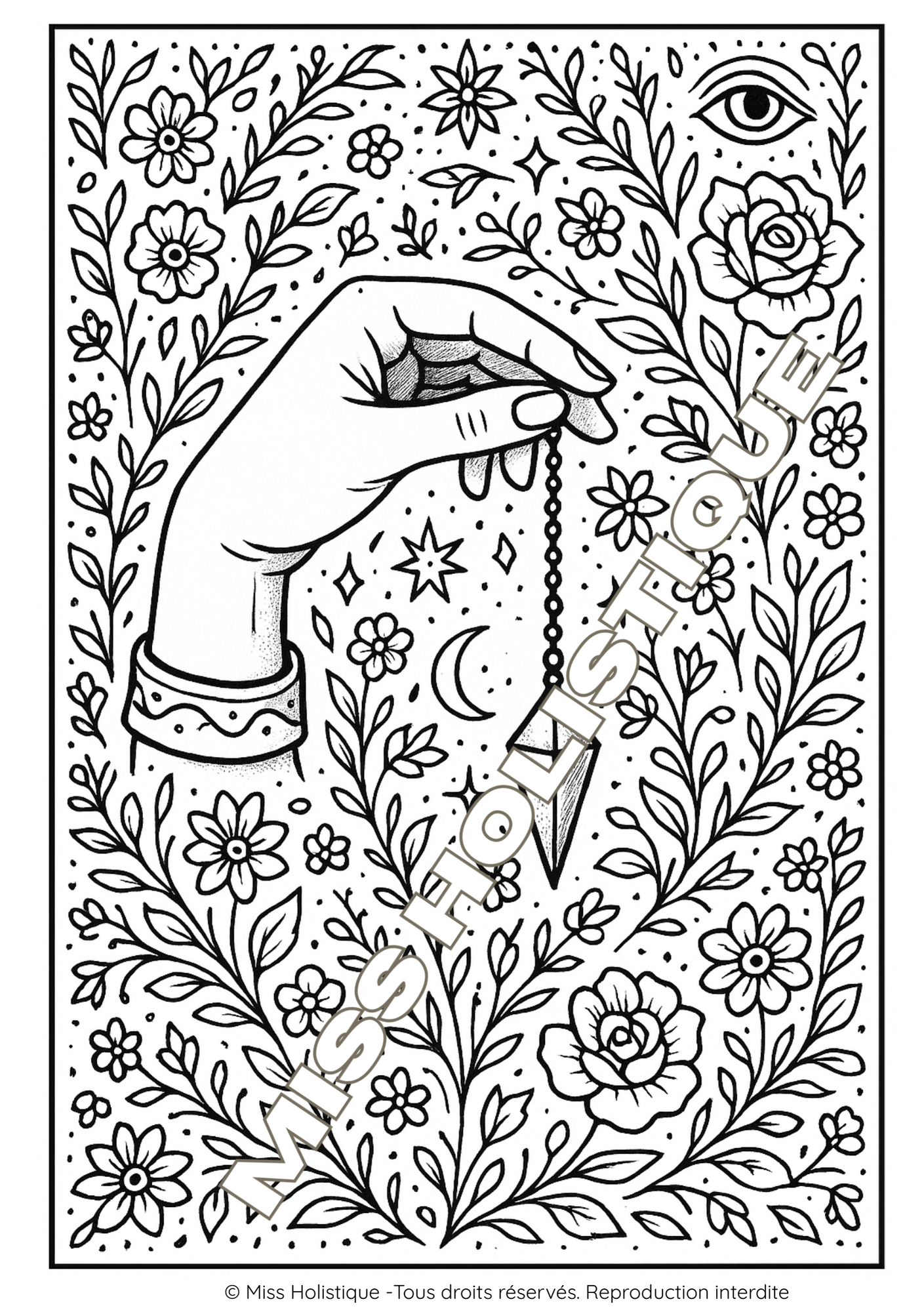 Coloriage Main Pendule - PDF à Imprimer