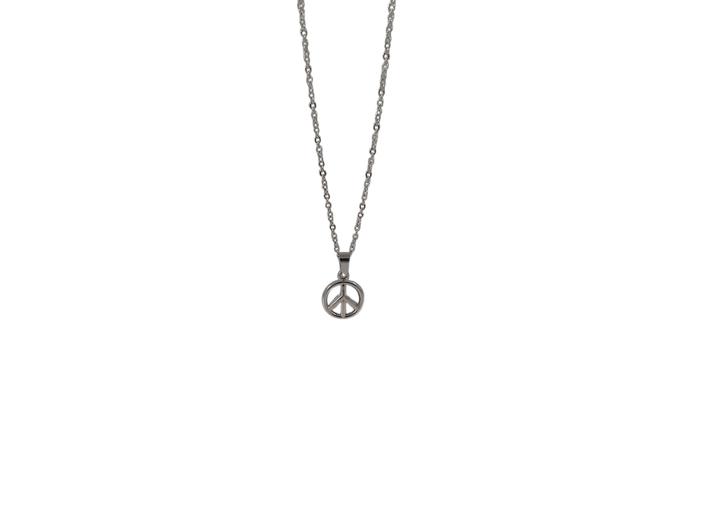✌️ Collier Pendentif Peace and Love – "Bienveillance"- Acier Inoxydable 316L, rhodié, collier mixte,femme, homme, symbole paix