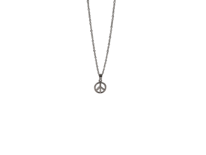 ✌️ Collier Pendentif Peace and Love – "Bienveillance"- Acier Inoxydable 316L, rhodié, collier mixte,femme, homme, symbole paix