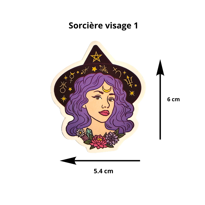 Sticker Sorcière Visage – Guérisseuse et intuition