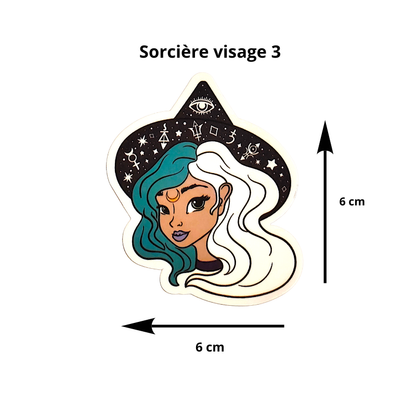 Sticker Sorcière Visage – Guérisseuse et intuition