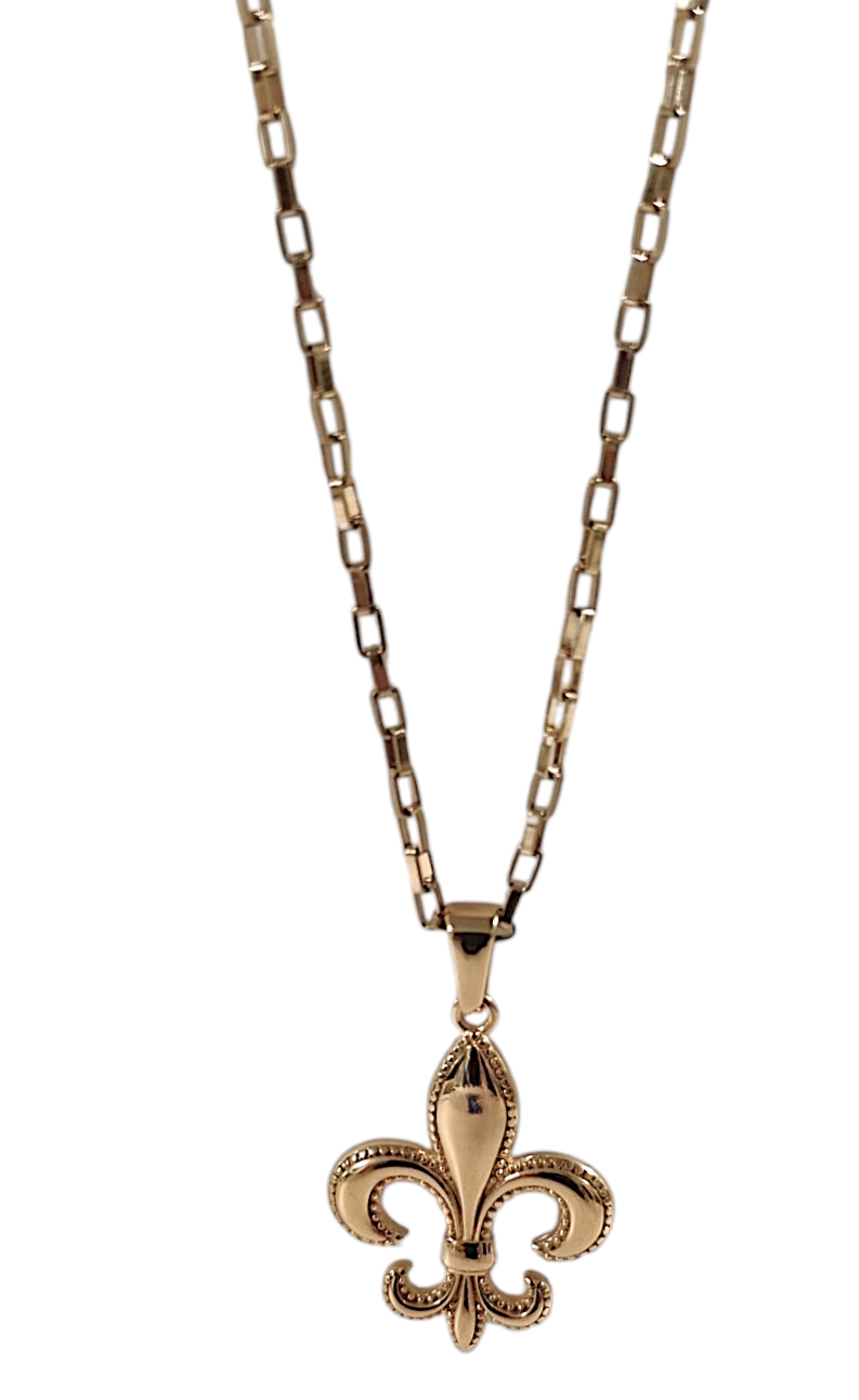 ⚜️ Collier Pendentif Lys – "Pureté Noble" -Acier Inoxydable 316L, collier homme, doré PVD plaqué or